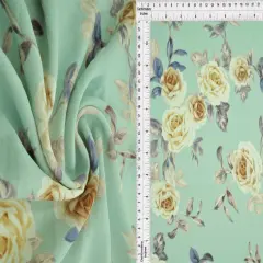 1 Yard CEY Printed Floral Flower Sublimation Fabric Lightweight Polyester 58/59 Inches Wide SEAFOAM