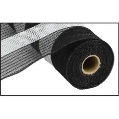 10.5" Poly Jute Deco Mesh Ribbon: Black & White (10 Yards)