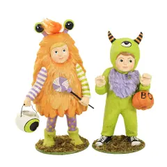 Bethany Lowe 5.0 Inch Maddie & Mikey Monster Halloween Figurine Set , Lightweight Halloween Decor Halloween Costume Figurine Multicolored