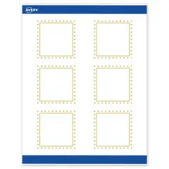 Avery Printable Square Labels, Gold Border with Gold Dots, 3" x 3", Matte White Square Labels, Permanent, Laser/Inkjet, 60ct, Great for Product Labels