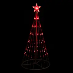 Northlight LED Lighted Show Cone Tree with Star Outdoor Christmas Decoration - 4' - Red White