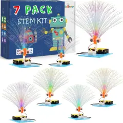7 Set Bulk STEM Kit Individual Craft Kits for Kids, Science Projects Crafts Group Activity, Light Experiments Circuit Toys, Fun Fiber Optic STEAM Activities for Boys Girls Ages 6-8 8-12 6 8 10 Year
