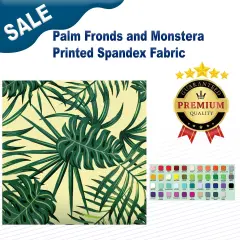 Palm Fronds and Monstera Printed Spandex Fabric