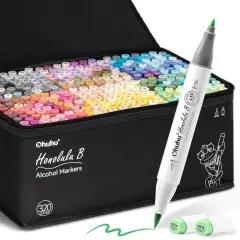 Ohuhu Refillable 320 Colors Alcohol Markers Brush Tip- Double Tipped Alcohol-based Art Sketch Marker Set for Artist Adults Coloring Illustration - Honolulu B of Ohuhu Markers -Brush & Fine Dual Tips