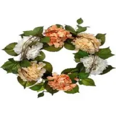 20in Coral and Cream Hydrangea Spring Wreath