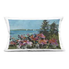 Stupell Industries Coastal Flowers with Seascape Indoor Pillow, 14 x 7 x 20