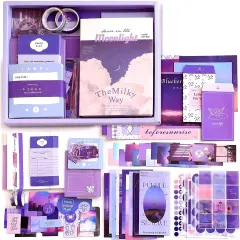 348 PCS Aesthetic Scrapbook Kit with A6 Grid Notebook (Moonlight)