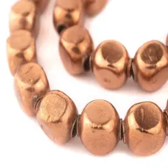 The Bead Chest Copper Rounded Rectangular Hollow Tribal Beads (18mm)