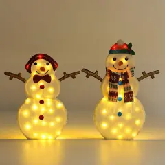 24 Inches and 28 Inches Set of Two LED Christmas Snowmen Winter Display