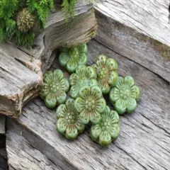 *12* 14mm Opaque Turquoise Picasso Wildflower Beads