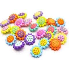 Daisy Craft Embellishments Vibrant Floral Shank-Back Buttons 24 pcs