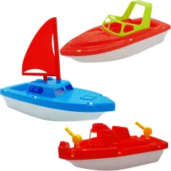 4E's Novelty 3 Pack Toy Boat Bath Toys &ndash; Bath Boats & Pool Toys Toddler, 10" Large Plastic Boats for Water Play