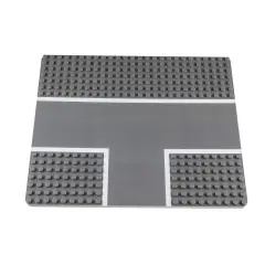 Strictly Briks Building Blocks Road Plates 3-Way Intersection 13.75" x 16.25", Kids Building Brick Baseplates for City Road, Street, Race Track, Towns, Compatible with All Major Brands Classic Size Multicolor