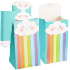 24 Pack of Rainbow Goodie Bags with Stickers for Birthday Supplies, Rainbow Party Favors, Treats, Candies, Baby Shower Decorations (Turquoise, 6.5 x 4 x 3 Inches) Multicolor