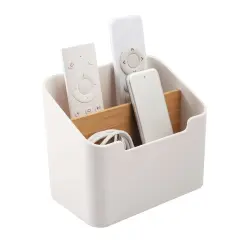 Zodaca Remote Control Holder, Desk Storage Organizer Container for Home & Office White