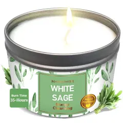 Magnificent 101 Long Lasting Pure White Sage Scented Smudge Candle | 6 Oz - 35 Hour Burn | Made of Soy Wax for House Energy Cleansing, Purification & Manifestation Multicolor