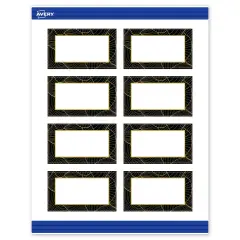 Avery Printable Rectangle Business Cards with Sure Feed Technology, Pre-Printed Black Border with Gold Pattern, Matte White, 2" x 3.5", Laser & Inkjet Compatible, 80 Total