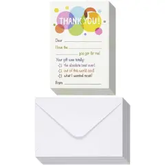 50-Pack Thank You Cards Bulk Set - Blank on the Inside, Polka Dot Designs - Includes Envelopes, 4 x 6 Inches White