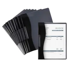 10 Pack Clear Report Covers with Sliding Bar and Swing Clip for Letter Size Documents, Presentation, Resume (Black, 9 x 11 Inches)