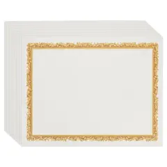 48 Pack White Award Certificate Paper with Gold Foiled Metallic Border, Blank Certificate Sheets, 2025 Graduation Diploma Award Papers for Printer, 8.5 x 11 in