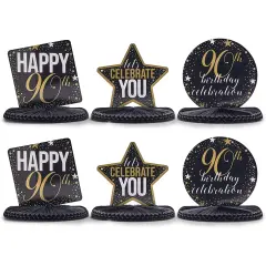90th Birthday Party Honeycomb Centerpiece Decoration (12 x 11 In, 6 Pack)