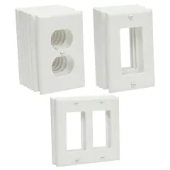 12 Piece Standard Light Switch Plates and Outlet Covers, 1-Gang, 2-Gang, Duplex Receptacle for Wall, White