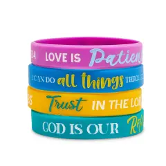 24 Pcs Christian Religious Motivational Wristbands Wrist Bands Silicone Rubber Bracelets for Party Favors Multicolor