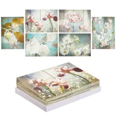 Floral Sympathy Cards with Envelopes for Funeral, Memorial, Condolence, 6 Designs (5 x 7 In, 24 Pack) Multicolor
