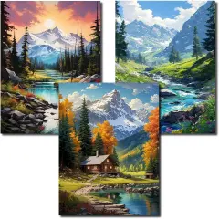 Diamond Art Kits for Adults - 3 Pack Landscape Diamond Painting Kits for Adults, 5D Round Full Drill Landscape Gem Art, Paint by Diamonds Pictures DIY Crafts Kits 12x16inch