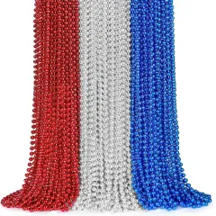 100PCS 4th of July Bead Necklace Red/Silver/Blue