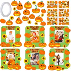 24 Sets Pumpkin Magnet Picture Frames Crafts for Kids Felt Pumpkin