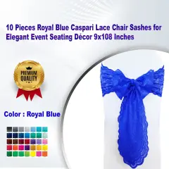 10 Pieces Royal Blue Caspari Lace Chair Sashes for Elegant Event Seating D&eacute;cor 9x108 Inches