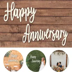 Happy Anniversary Banner Decorations- Wooden Happy Anniversary Sign