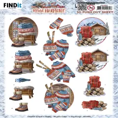 Find It Trading Amy Design 3D Push Out Sheet-Mountain Hut, Hygge Harmony