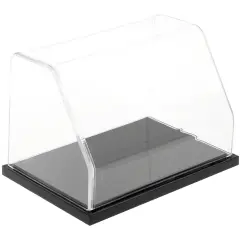 Plymor Clear Acrylic Slanted Front Display Case, 6" W x 4" D x 4" H Black