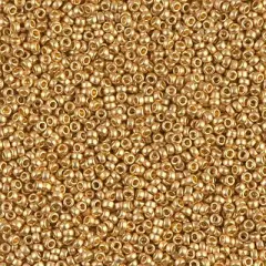 Miyuki 15/0 Round Seed Bead, 15-0191F, Matte 24kt Gold Plated, 8 grams