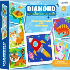 Diamond Art Kits for Kids Beginners - Gem Art Painting Kits with 6 Designs, 6 Diamond Dot Tools