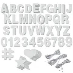 130-Piece DIY Silver Glitter Make Your Own Banner Kit with Letters, Numbers, Symbols, and String for Birthdays, Weddings, and Party Supplies Decor (5-Inch Letters)