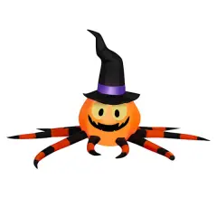 5&prime; Jack-O'-Lantern Spider Halloween Inflatable &ndash; Light-Up Yard Decoration with Creepy Crawl Appeal