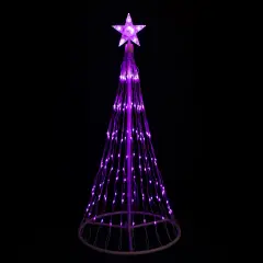 Northlight LED Lighted Christmas Cone Tree with Star Outdoor Decoration - 4' - Purple