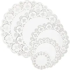 250 Pack Lace Paper Doilies for Arts and Crafts, Round White Table Placemats (5 Sizes)