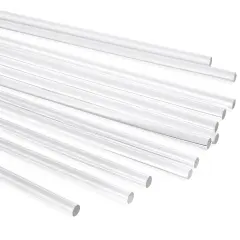 12 Pack Plastic Dowel Rods for DIY Projects, Clear Acrylic Sticks for Party Decorations (0.25x12")