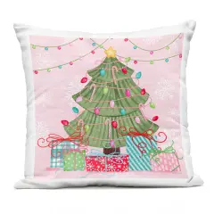 Stupell Industries Merry Pinkmas Tree Outdoor Printed Pillow design by Nicole Tamarin, 18 x 7 x 18