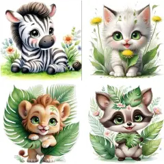 4 Pack Paint by Number Kit for Adults, Animals DIY Arts and Crafts Mini Small Easy Paint by Number for Beginner with Paints Brushes,Cat Zebra, Lion Raccoon Acrylic Paint Set for Home Decor 6x6Inch