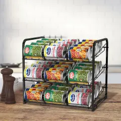 3-Tier Stackable Can Storage Rack Dispenser &ndash; 36 Can Organizer for Pantry, Adjustable Dividers & Non-Slip Base (16.73x12.2x14.76")
