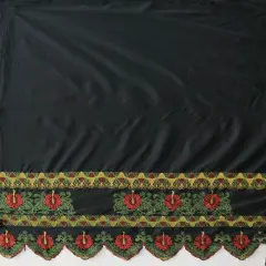 1 Yard Double Anthurium Embroidered Border Polyester Fabric Multi Color Floral Accent 56 Inch Width Red