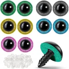 100 Pieces Large Safety Eyes (12mm,Brown, Purple, Green, Yellow)