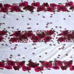 1 Yard Hibiscus Triple Border Polyester Fabric, 60 Inches Width, Durable Print Textile Burgundy