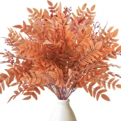 6pcs Artificial Greenery Stems Fake Ferns - Orange