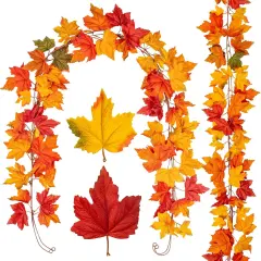 2 Pack 5.5ft/Pieces Fake Fall Maple Leaves Garland